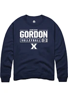 Jamison Gordon  Rally Xavier Musketeers Mens Navy Blue NIL Stacked Box Long Sleeve Crew Sweatshi..