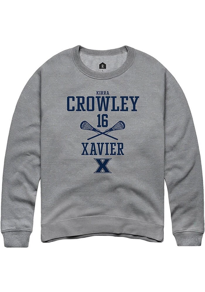 Kirra Crowley  Rally Xavier Musketeers Mens Graphite NIL Sport Icon Long Sleeve Crew Sweatshirt