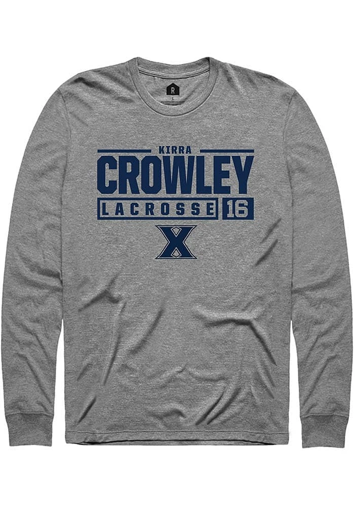 Kirra Crowley  Xavier Musketeers Graphite Rally NIL Stacked Box Long Sleeve T Shirt