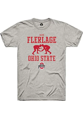 Alex Flerlage  Ohio State Buckeyes Ash Rally NIL Sport Icon Short Sleeve T Shirt