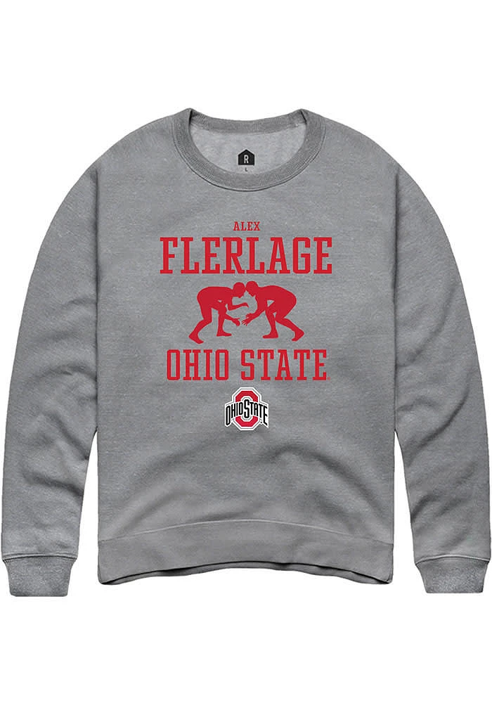 Alex Flerlage  Rally Ohio State Buckeyes Mens Graphite NIL Sport Icon Long Sleeve Crew Sweatshir..