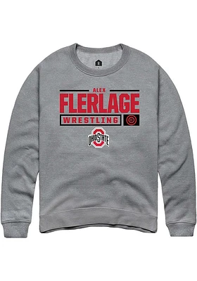 Alex Flerlage  Rally Ohio State Buckeyes Mens Graphite NIL Stacked Box Long Sleeve Crew Sweatshi..