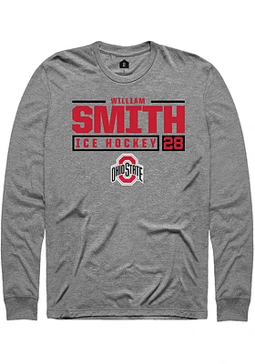 William Smith  Ohio State Buckeyes Graphite Rally NIL Stacked Box Long Sleeve T Shirt