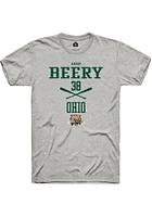 Adam Beery  Ohio Bobcats Ash Rally NIL Sport Icon Short Sleeve T Shirt