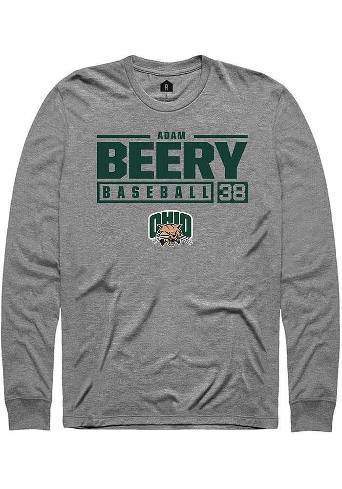 Adam Beery Ohio Bobcats Rally NIL Stacked Box Long Sleeve T Shirt