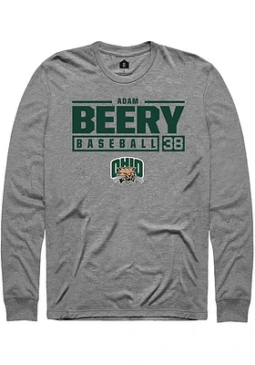 Adam Beery Ohio Bobcats Rally NIL Stacked Box Long Sleeve T Shirt