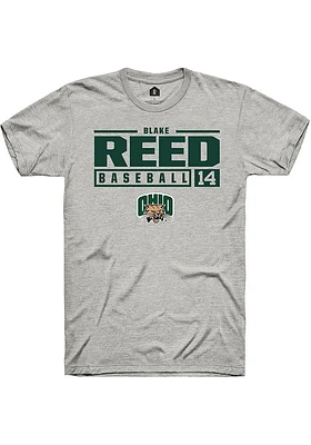 Blake Reed  Ohio Bobcats Ash Rally NIL Stacked Box Short Sleeve T Shirt