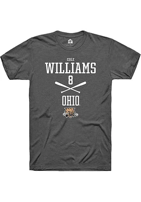 Cole Williams  Ohio Bobcats Dark Grey Rally NIL Sport Icon Short Sleeve T Shirt