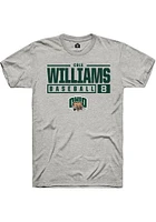 Cole Williams  Ohio Bobcats Ash Rally NIL Stacked Box Short Sleeve T Shirt