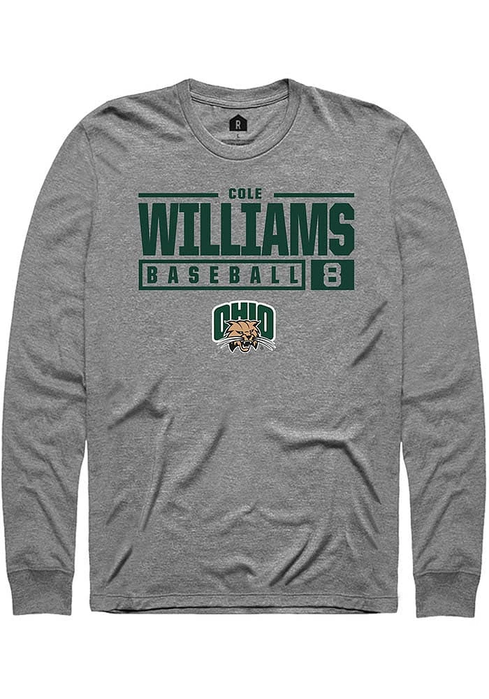 Cole Williams Ohio Bobcats Rally NIL Stacked Box Long Sleeve T Shirt