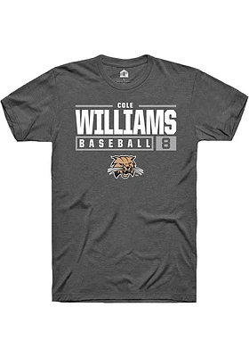 Cole Williams  Ohio Bobcats Dark Grey Rally NIL Stacked Box Short Sleeve T Shirt