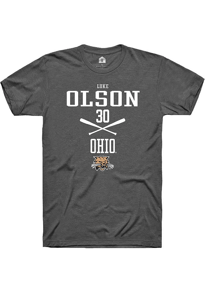 Luke Olson  Ohio Bobcats Dark Grey Rally NIL Sport Icon Short Sleeve T Shirt