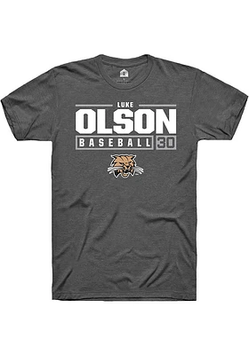 Luke Olson  Ohio Bobcats Dark Grey Rally NIL Stacked Box Short Sleeve T Shirt