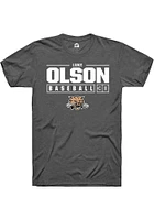 Luke Olson  Ohio Bobcats Dark Grey Rally NIL Stacked Box Short Sleeve T Shirt