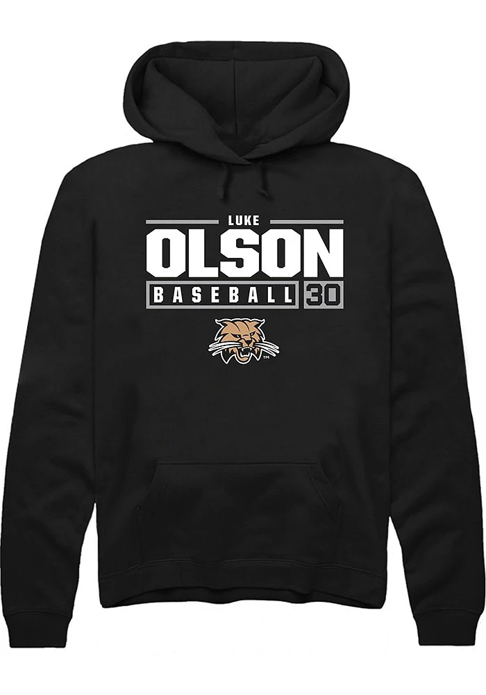 Luke Olson Rally Ohio Bobcats Mens NIL Stacked Box Long Sleeve Hoodie