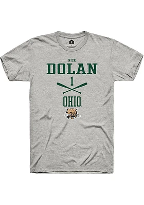 Nick Dolan  Ohio Bobcats Ash Rally NIL Sport Icon Short Sleeve T Shirt