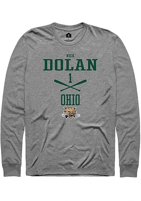 Nick Dolan  Ohio Bobcats Graphite Rally NIL Sport Icon Long Sleeve T Shirt