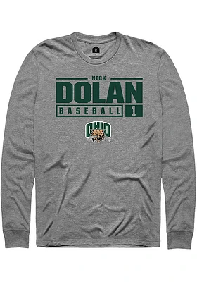 Nick Dolan  Ohio Bobcats Graphite Rally NIL Stacked Box Long Sleeve T Shirt