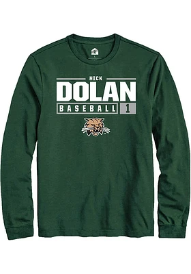 Nick Dolan Ohio Bobcats Rally NIL Stacked Box Long Sleeve T Shirt