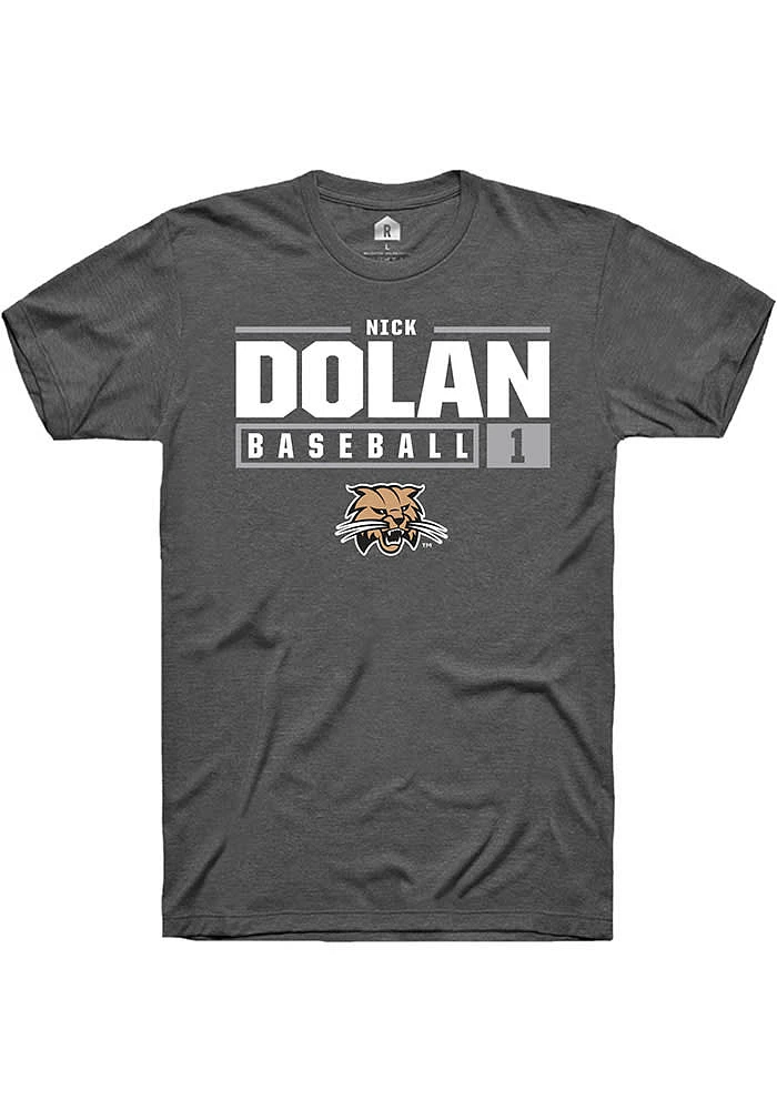 Nick Dolan  Ohio Bobcats Dark Grey Rally NIL Stacked Box Short Sleeve T Shirt