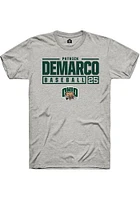 Patrick DeMarco  Ohio Bobcats Ash Rally NIL Stacked Box Short Sleeve T Shirt