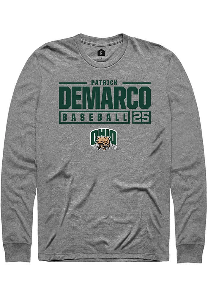 Patrick DeMarco  Ohio Bobcats Graphite Rally NIL Stacked Box Long Sleeve T Shirt