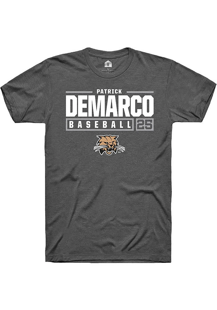 Patrick DeMarco  Ohio Bobcats Dark Grey Rally NIL Stacked Box Short Sleeve T Shirt