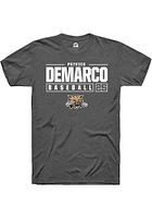 Patrick DeMarco  Ohio Bobcats Dark Grey Rally NIL Stacked Box Short Sleeve T Shirt