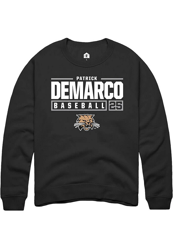 Patrick DeMarco Rally Ohio Bobcats Mens NIL Stacked Box Long Sleeve Crew Sweatshirt