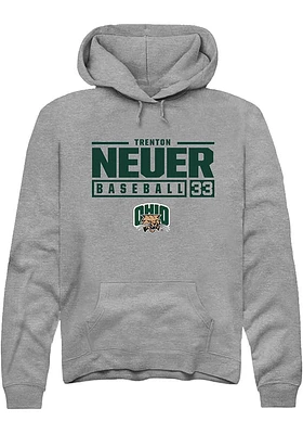 Trenton Neuer  Rally Ohio Bobcats Mens Graphite NIL Stacked Box Long Sleeve Hoodie