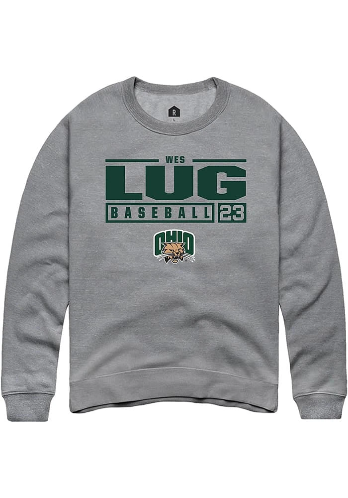 Wes Lug  Rally Ohio Bobcats Mens Graphite NIL Stacked Box Long Sleeve Crew Sweatshirt