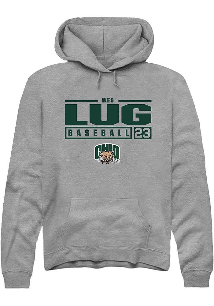 Wes Lug  Rally Ohio Bobcats Mens Graphite NIL Stacked Box Long Sleeve Hoodie