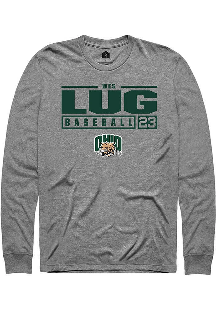 Wes Lug Ohio Bobcats Graphite Rally NIL Stacked Box Long Sleeve T Shirt