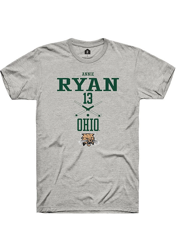 Annie Ryan  Ohio Bobcats Ash Rally NIL Sport Icon Short Sleeve T Shirt