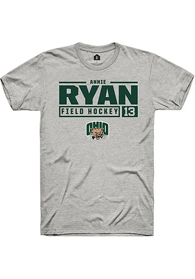 Annie Ryan  Ohio Bobcats Ash Rally NIL Stacked Box Short Sleeve T Shirt