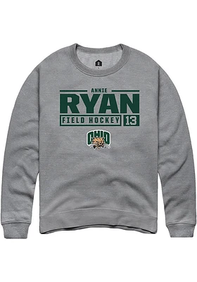 Annie Ryan  Rally Ohio Bobcats Mens Graphite NIL Stacked Box Long Sleeve Crew Sweatshirt