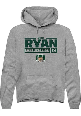 Annie Ryan  Rally Ohio Bobcats Mens Graphite NIL Stacked Box Long Sleeve Hoodie