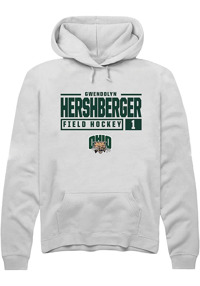 Gwendolyn Hershberger Rally Ohio Bobcats Mens NIL Stacked Box Long Sleeve Hoodie