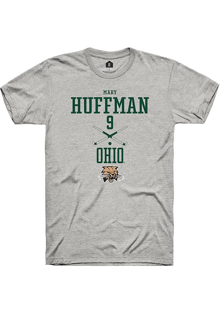 Mary Huffman  Ohio Bobcats Ash Rally NIL Sport Icon Short Sleeve T Shirt