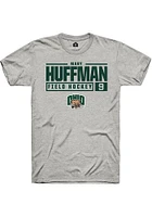 Mary Huffman  Ohio Bobcats Ash Rally NIL Stacked Box Short Sleeve T Shirt