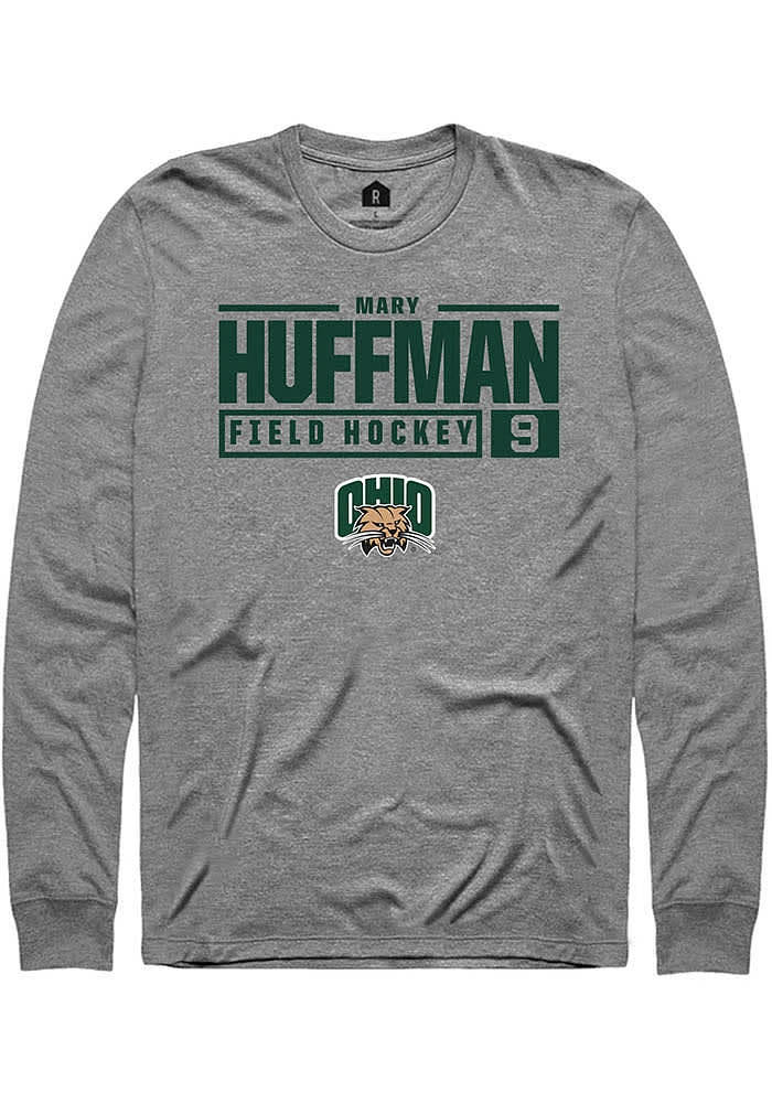 Mary Huffman  Ohio Bobcats Graphite Rally NIL Stacked Box Long Sleeve T Shirt