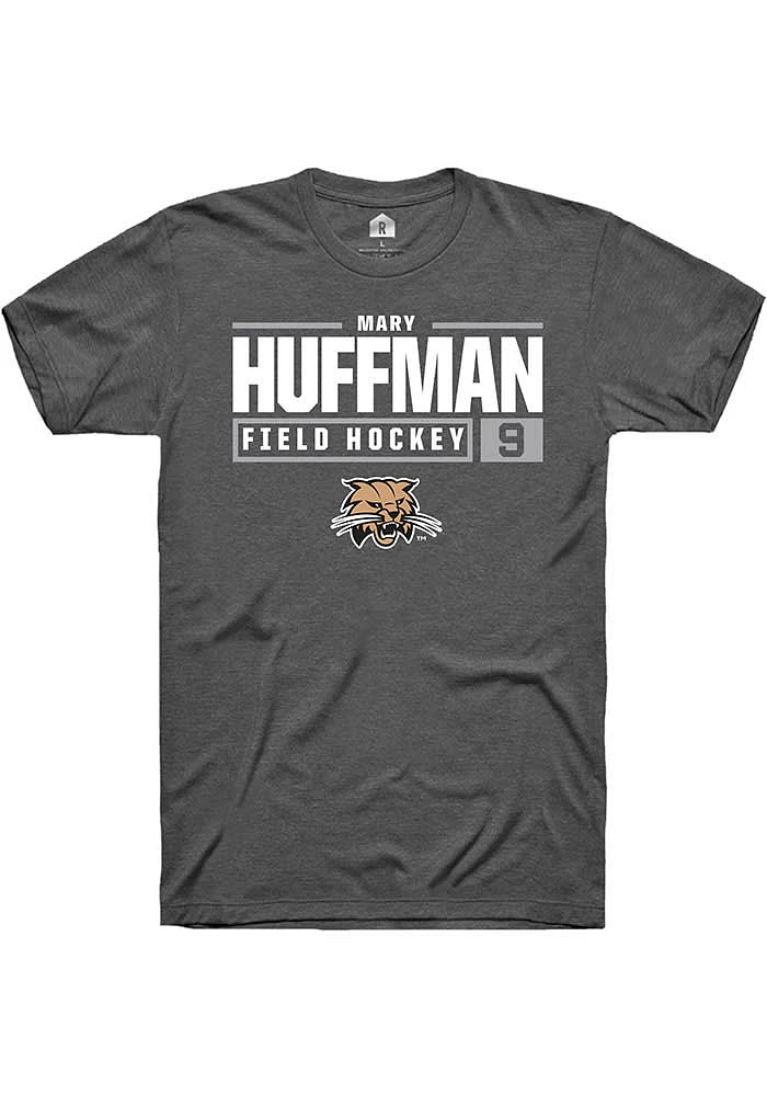 Mary Huffman  Ohio Bobcats Dark Grey Rally NIL Stacked Box Short Sleeve T Shirt