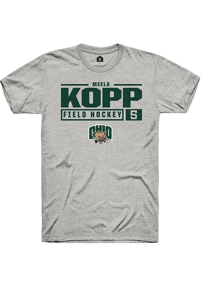 Meela Kopp Ohio Bobcats Ash Rally NIL Stacked Box Short Sleeve T Shirt