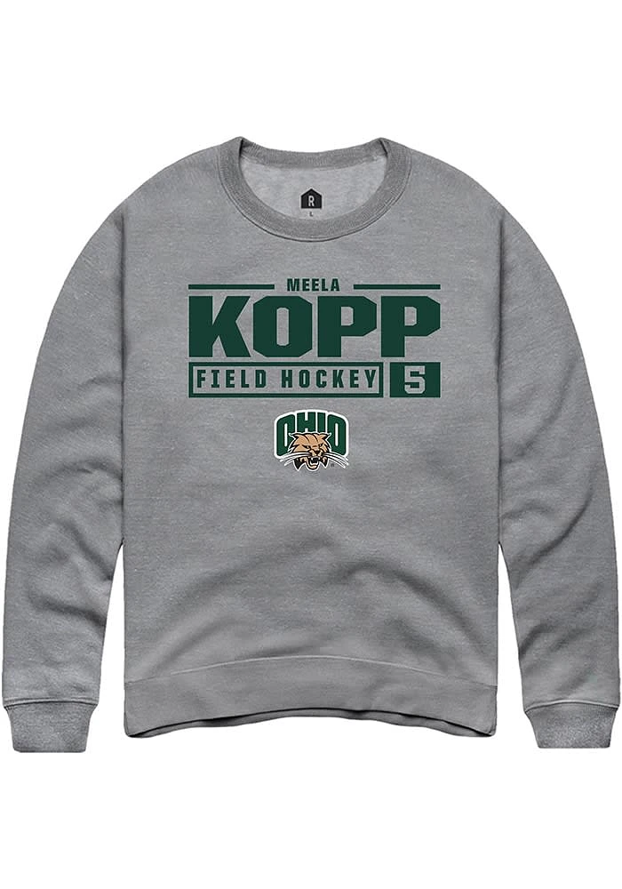 Meela Kopp Rally Ohio Bobcats Mens Graphite NIL Stacked Box Long Sleeve Crew Sweatshirt