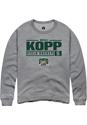 Meela Kopp  Rally Ohio Bobcats Mens Graphite NIL Stacked Box Long Sleeve Crew Sweatshirt