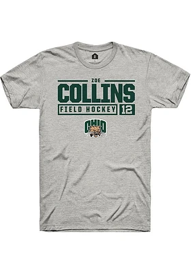 Zoe Collins  Ohio Bobcats Ash Rally NIL Stacked Box Short Sleeve T Shirt