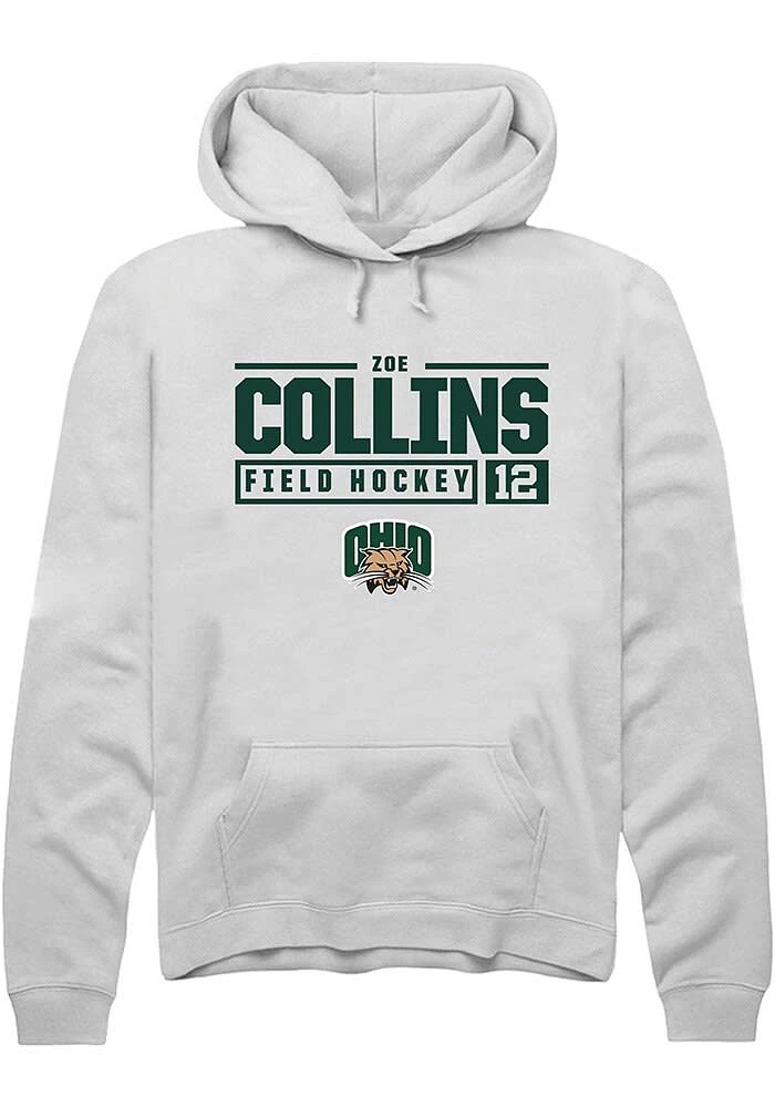 Zoe Collins Rally Ohio Bobcats Mens NIL Stacked Box Long Sleeve Hoodie