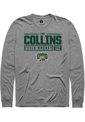 Zoe Collins  Ohio Bobcats Graphite Rally NIL Stacked Box Long Sleeve T Shirt