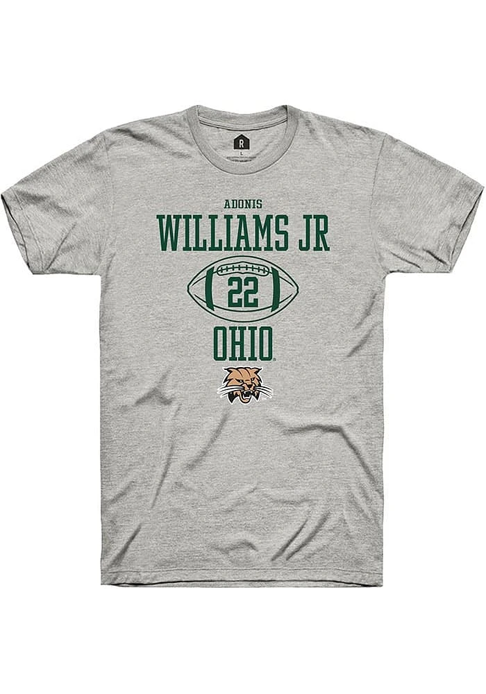 Adonis Williams Jr.  Ohio Bobcats Ash Rally NIL Sport Icon Short Sleeve T Shirt