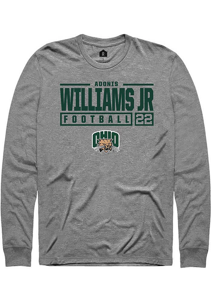 Adonis Williams Jr.  Ohio Bobcats Graphite Rally NIL Stacked Box Long Sleeve T Shirt